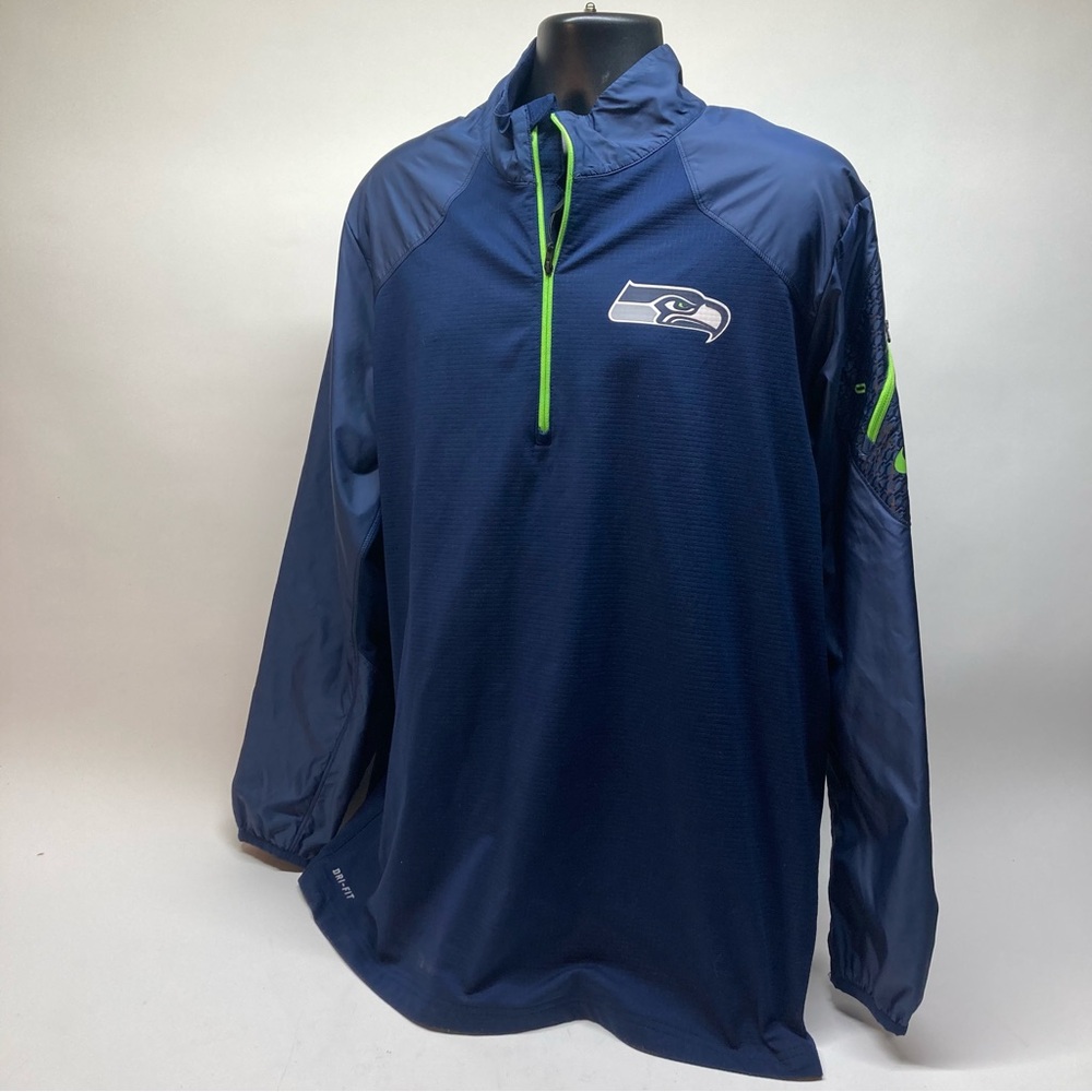 Nike Jacket Men Seattle Seahawks NFL Football Dri-Fit 1/4 Zip Sz XL